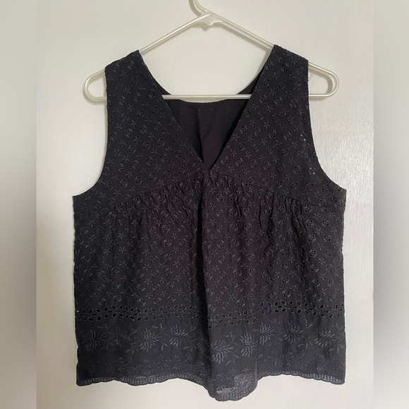 Black Embroidered V-Back Tank Top from Loft - Picture 3 of 7